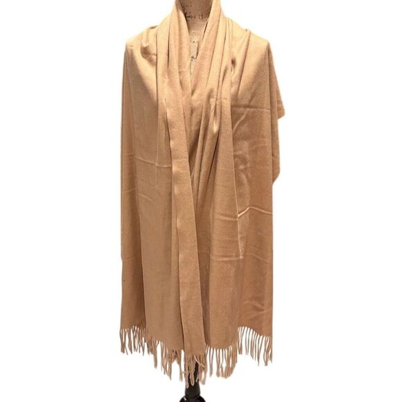 April Marin Accessories - April Marin Women's Beige Fringe Rectangle Scarf/Cape Multifunctional